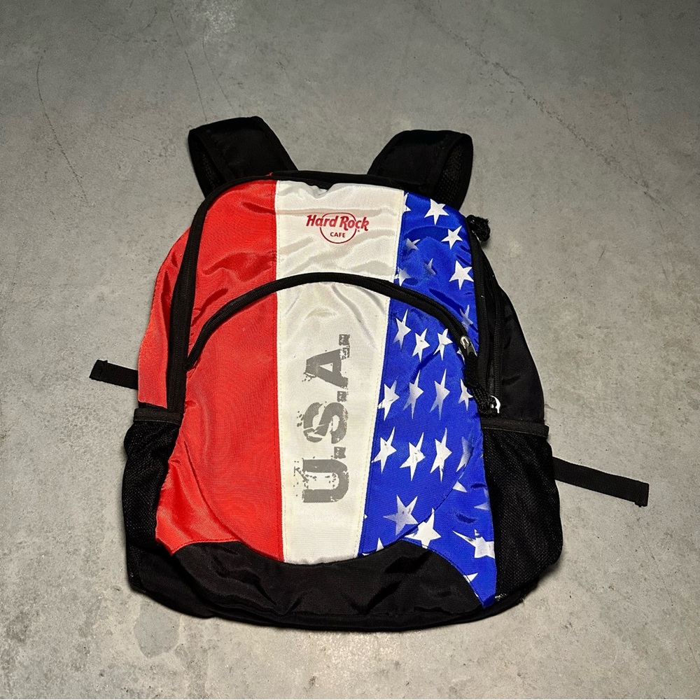 Hard Rock Cafe Patriotic Backpack in Red, White, and Blue